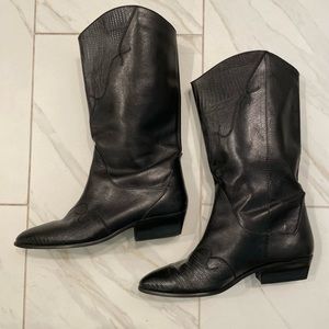 Nine West Women’s Black Leather Cowboy Boots. Size 10M.